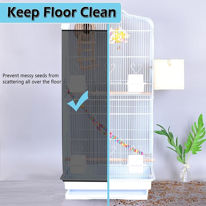 Large Bird Cage Seed Catcher Skirt, Parrot Parakeet Macaw Cover Black