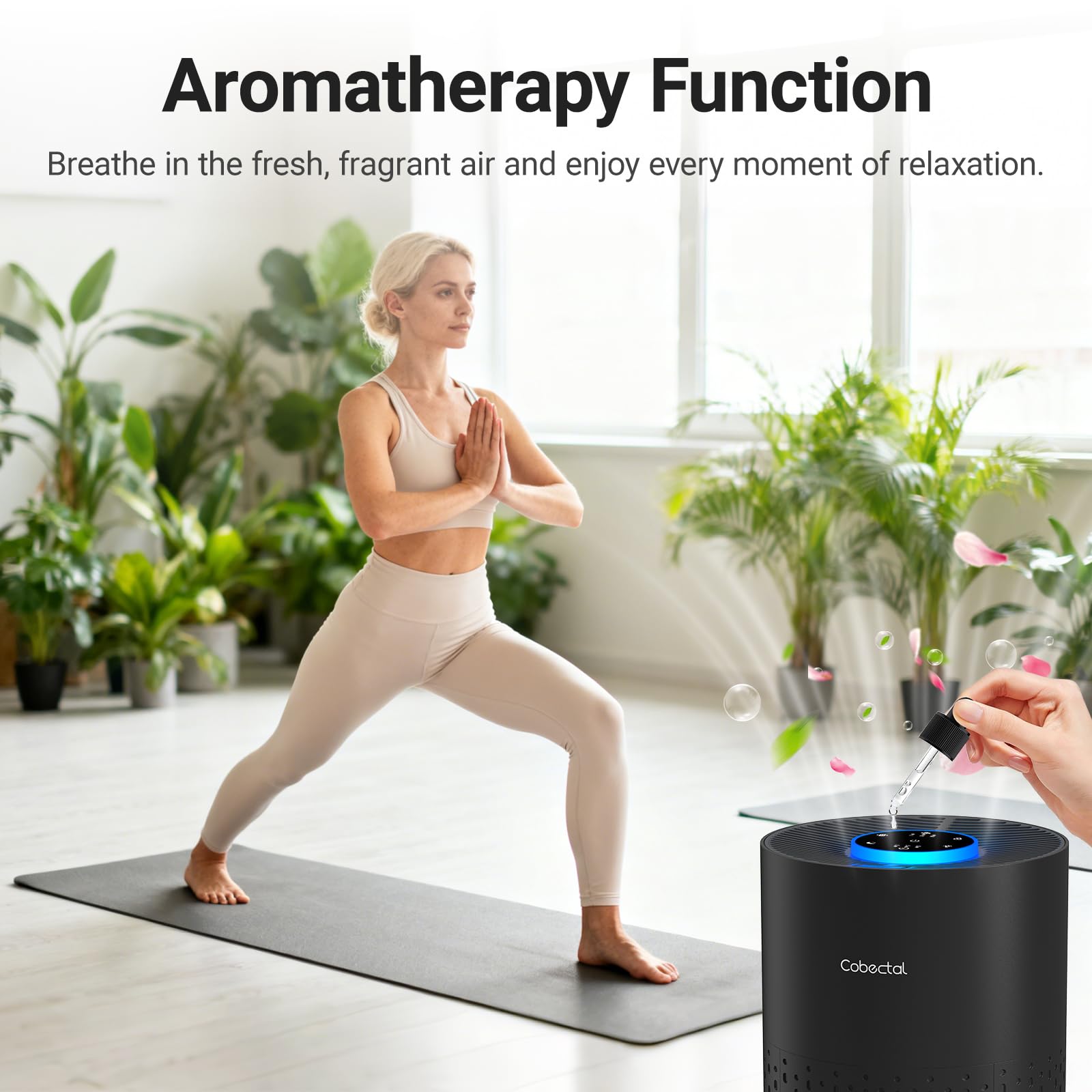2 Pack Air Purifiers for Bedroom Home, Cobectal Air Cleaner with HEPA 3-in-1 Filter for Room up to 1050 ft², Sleep Mode & Aroma Function, Portable Air Purifiers for Office, Dorm, RVs, Black