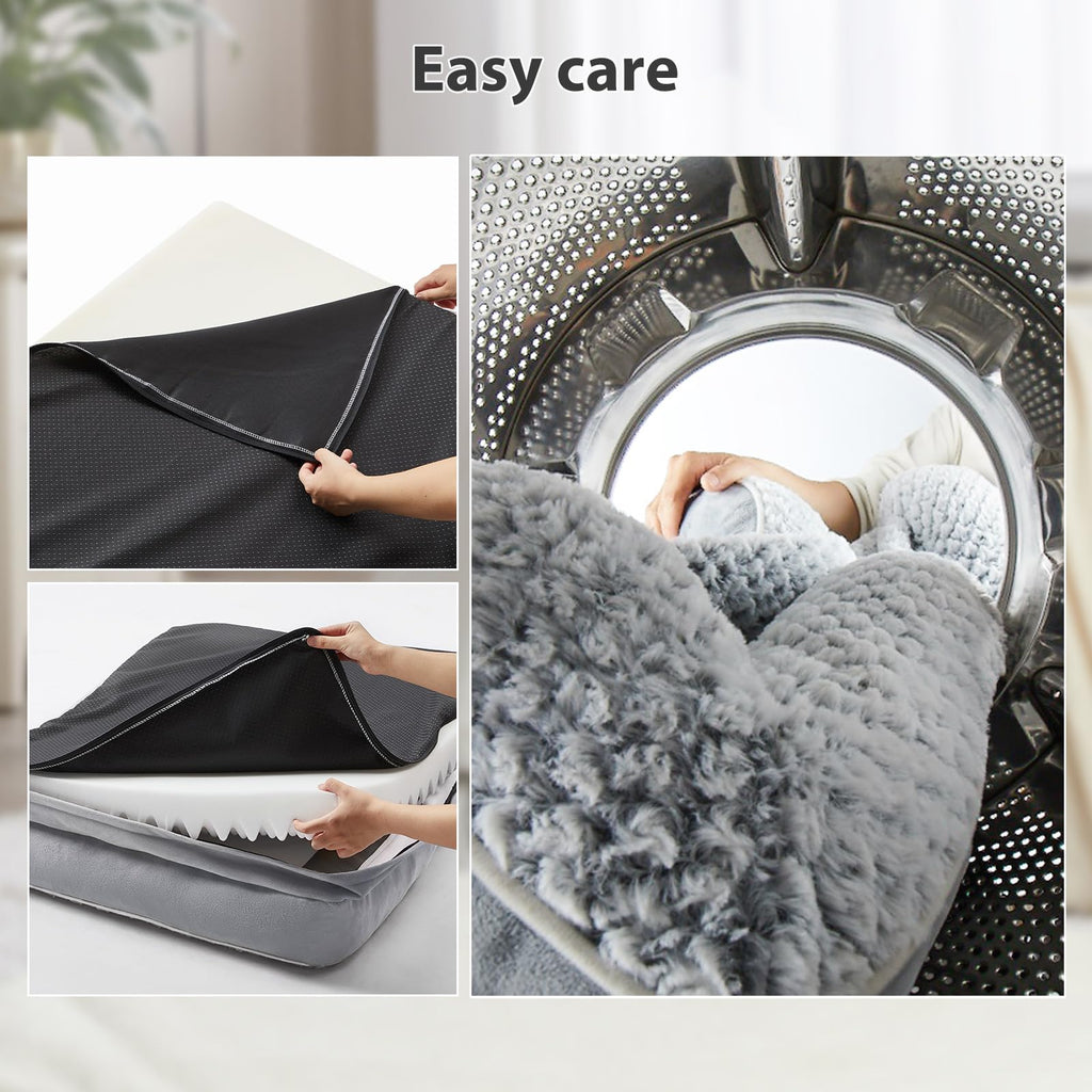 LEXTRO Washable Orthopedic Dog Bed for Extra Large Dogs, Egg Crate Foam Bed