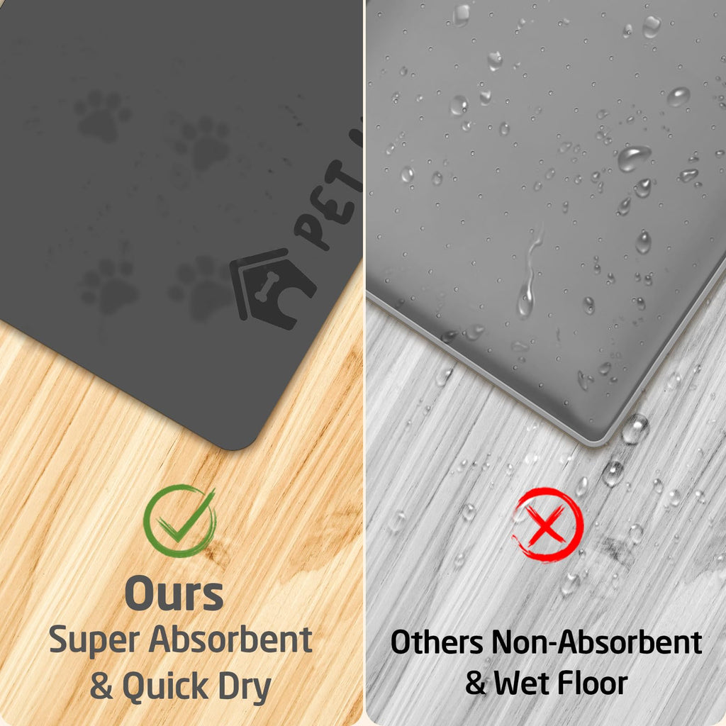 Pet Feeding Mats-Absorbent Dog Mat for Food and Water Bowl, Dog Accessories Pet Supplies, Quick Dry No Stains Water Dispenser Mat for Pet, Non-Slip Bowl mat for Messy Drinkers (Pet Home, 16"x24")