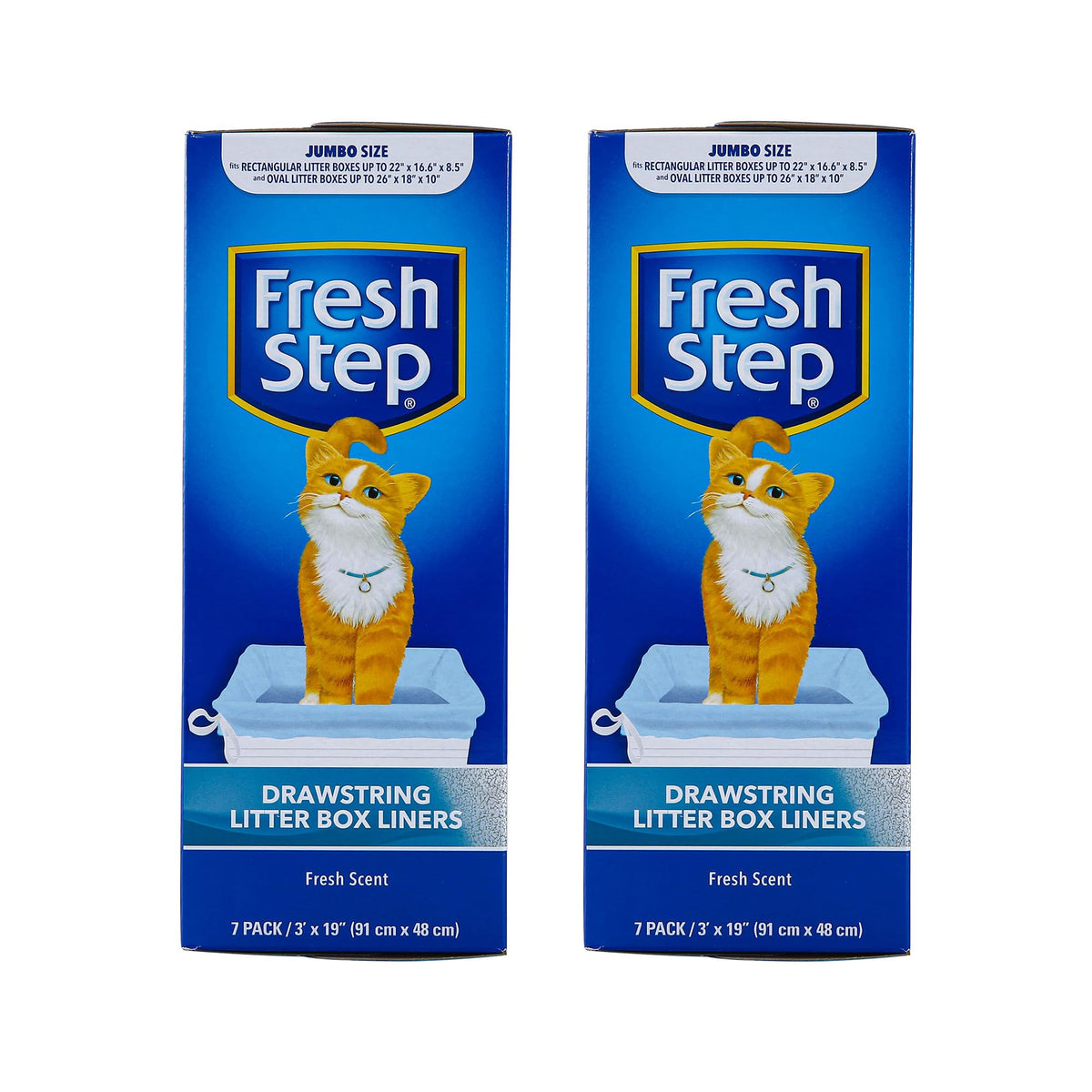 Fresh Step Drawstring Cat Litter Box Liners, Scented, 2.5 ft x 17 in, 7 Ct