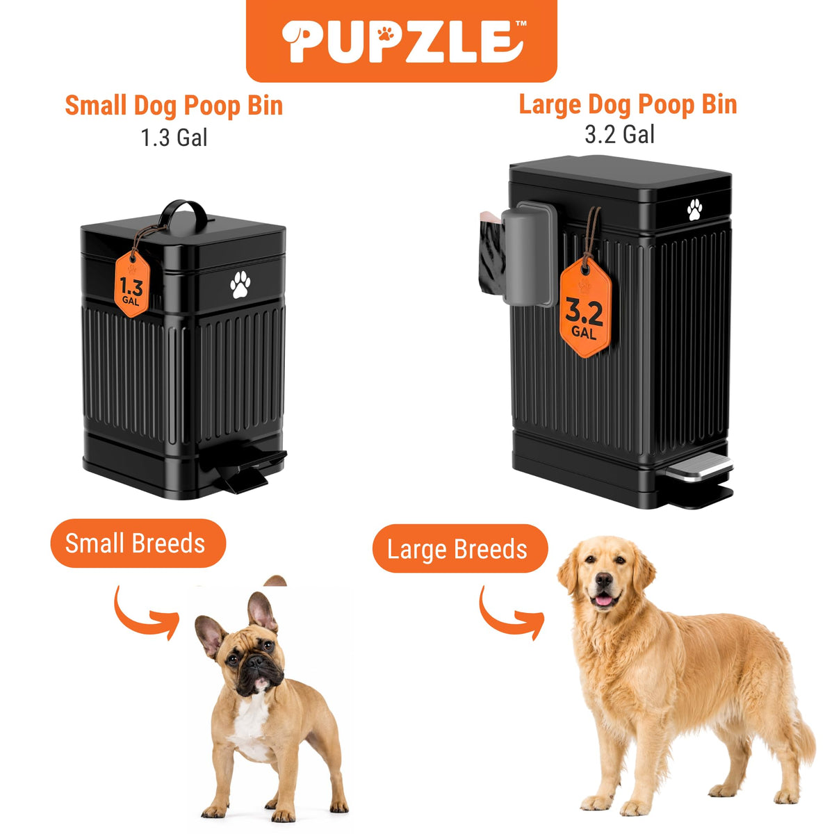 Pupzle Dog Poop Trash Can Outside, 1.3 Gal Outdoor Dog Poop Trash Can