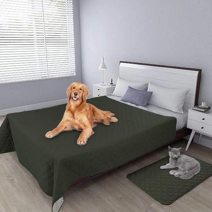 Easy-Going 100% Waterproof Dog Bed Cover, Non-Slip Pet Blanket for Furniture, Washable Couch Cover, Repleasement Sofa Cover (52X82 in,Dark Green)