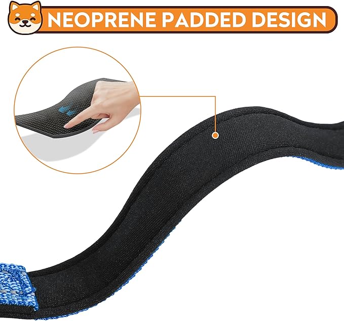 PWOD Reflective Dog Collar, Adjustable Soft Neoprene Padded Nylon Pet Collars with Buckle for Extra Large Dogs, Navy Blue,XL