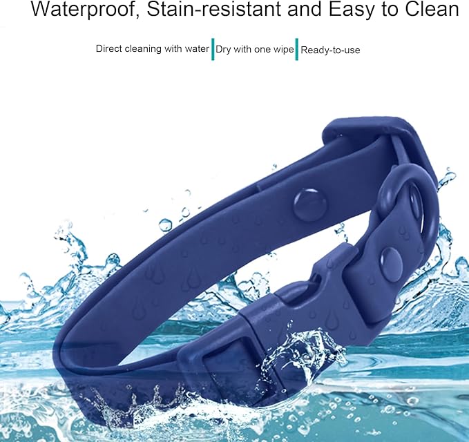 Waterproof Dog Collar Soft Rubber Dog Collar with Safety Buckle Adjustable Pet Collar for Small Medium Large Dogs