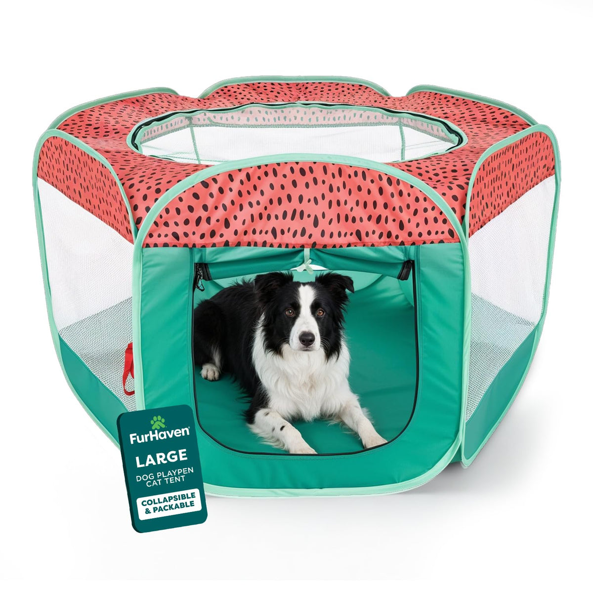 Furhaven Portable Dog Playpen Cat Tent, Pet Playground,Kennel Foldable Indoor Outdoor Zippered Puppy Crate - Navy, Medium