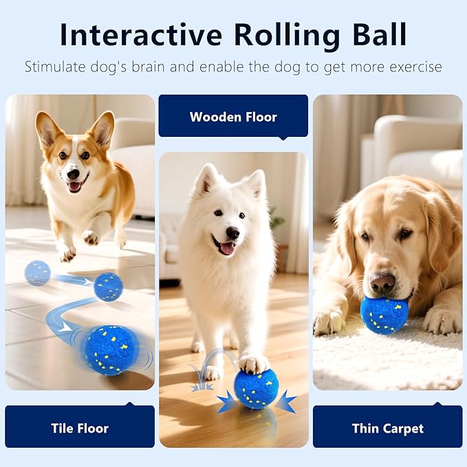 Zuykjeagle Interactive Dog Toy Ball, Interactive Dog Toys for Large Medium Dogs - Smart Automatic Bouncing Ball - 3 Modes Moving Vibrating Rolling Jumping Balls to Keep Them Busy