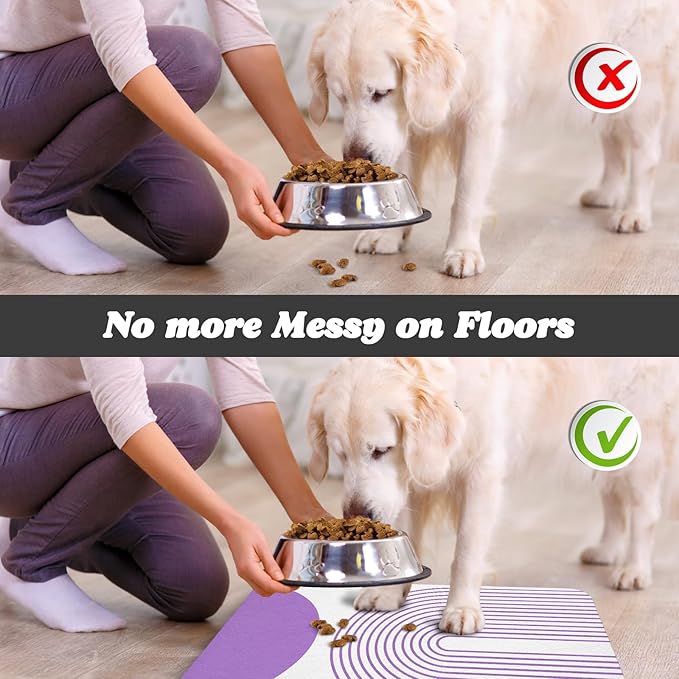 Dog Food Mats for Floors Waterproof, Cat Water Bowl Mats Pet Feeding Absorbent Mat Placemats for Food and Water Bohemia 24 * 32 inch