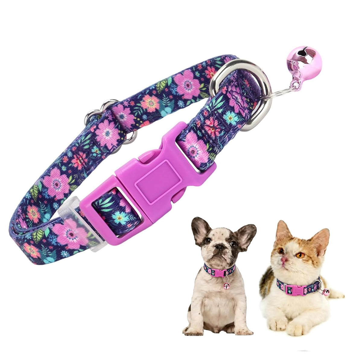 XS XXS Dog Collar with Bell Girls,Pink Kitten Puppy Collar with Buckle