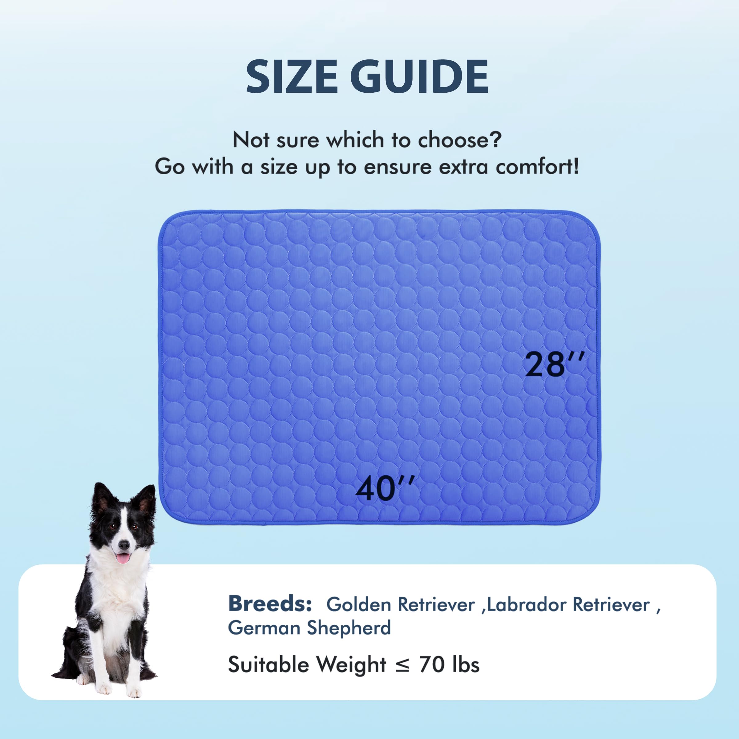 MICROCOSMOS Summer Cooling Mat & Sleeping Pad- Water Absorption Top, Easy Carry, EZ Clean, Materials Safe. Keep Cooling for Pets, Kids and Adults.(Navy Blue, 40" x 28")