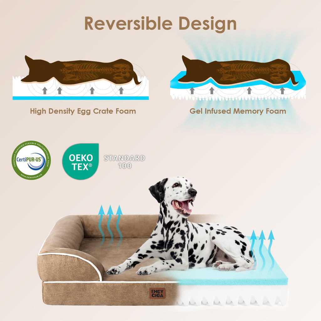 EHEYCIGA Orthopedic Dog Beds Large Sized Dog, Waterproof Washable Pet Bed