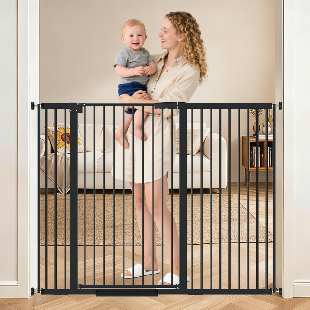 AiWMGL 40.55" Tall, 45.86-53.74 Inch Wide, 1.37" Ultra Narrow Spacing Dog Pet Baby Gate Indoor for Doorway Hallway, Pressure Mounted 46 47 48 49 50 51 52 53 Inches Wide Black