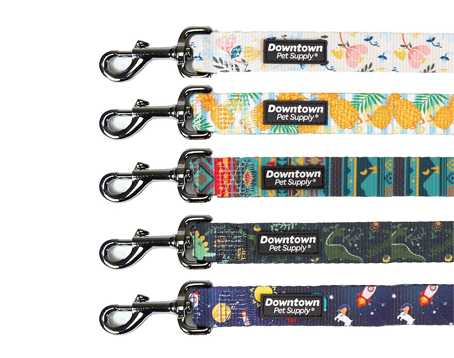 Downtown Pet Supply 6ft Heavy-Duty Dog Leash - Padded Comfort Handle & Stainless Steel Fastener - Durable Dog Training Leash - Pineapple - 1in Wide