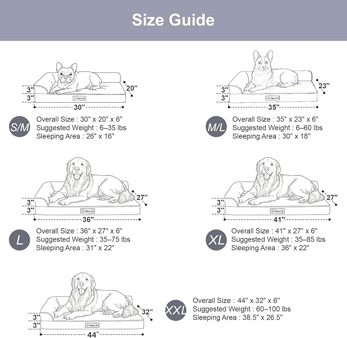 Orthopedic Dog Bed Medium Size Dog, Memory Foam Dogs Bed for Medium Dogs, Washable Removable Cover, Nonskid Bottom, Waterproof, for Indoor, Outdoor, Crate ＆ Car Use, 35x23x6 Inches, Light Grey