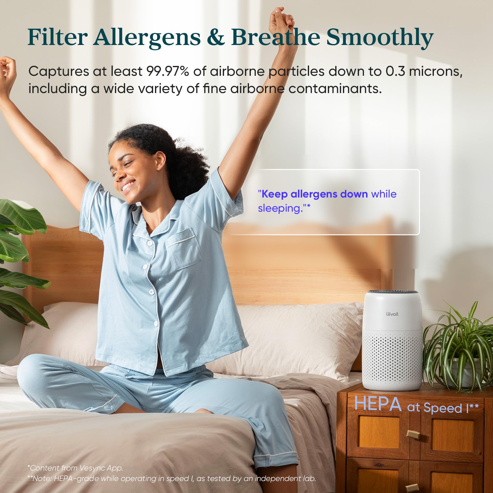 Levoit Air Purifiers for Bedroom Home Pets Dorm Room, Small Air Purifiers