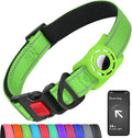 Airtag Dog Collar with AirTag Holder for Small Dogs, Reflective, Soft Padded & Safety Locking Buckle, Nylon Pet Collars Adjustable for All Breeds, Green,S