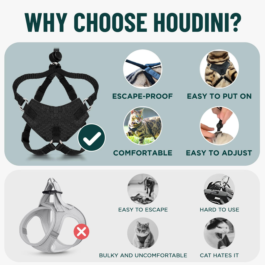 OutdoorBengal Houdini™ Escape Proof Cat Harness and Leash (Orange, M/L)