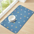 Yetstock Pet Feeding Mat Absorbent Dog Mat for Food and Water Non Slip Quick Dry Dog Bowl Mats for Floors 27" X 17" Paw Lake Blue
