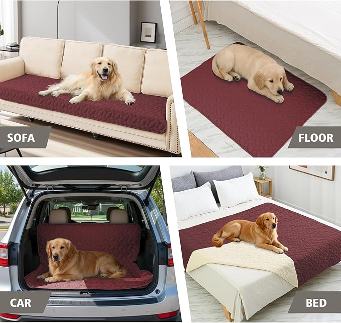 Ameritex Pet Bed Cover Dog Bed Blanket for Sofa and Furniture Waterproof New Pattern Design (30x70 Inch, Burgundy)