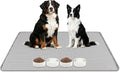 Lanstics Dog Food Mat 40" x 28" Large Silicone Mat with Raised Edge Gray