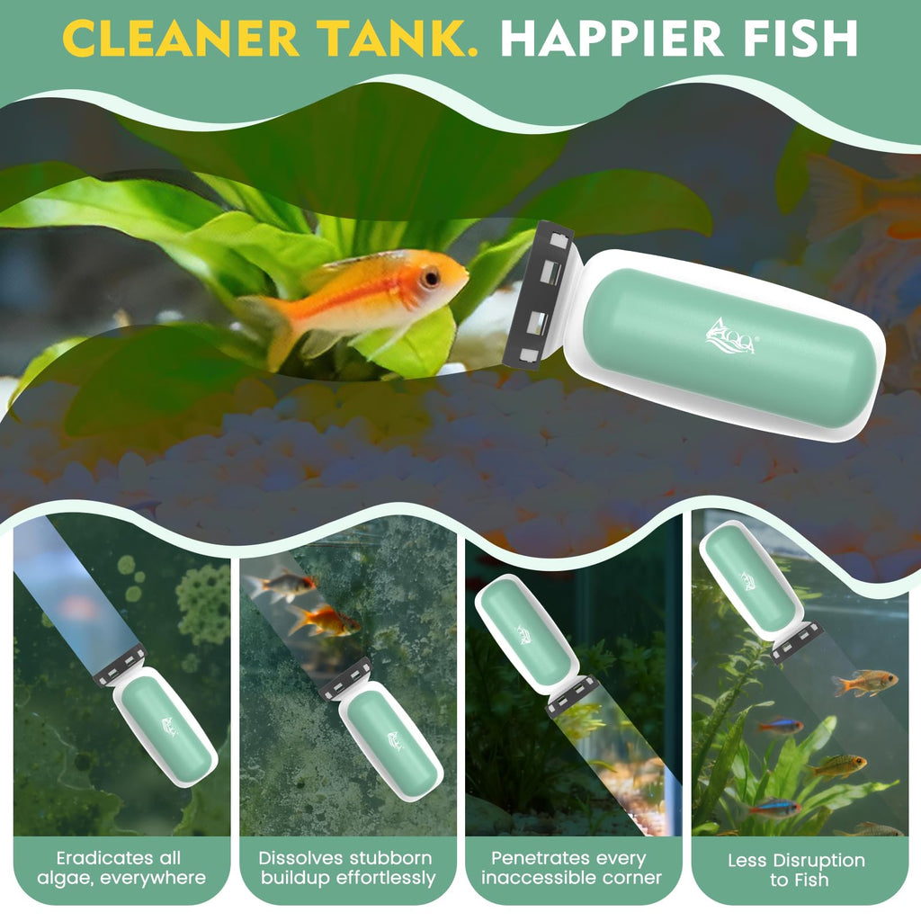 AQQA Magnetic Aquarium Glass Cleaner L,Floating Fish Tank Algae Scraper