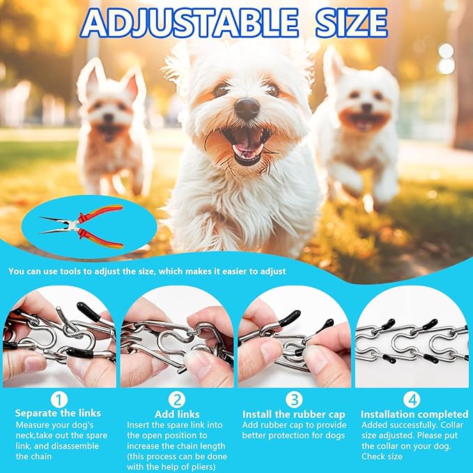 Stainless Steel Dog Collar, Tangle-Free 360° Swivel Collar with Quick-Release Buckle, Adjustable for Small, Medium and Large Dogs (M-3.0mm)