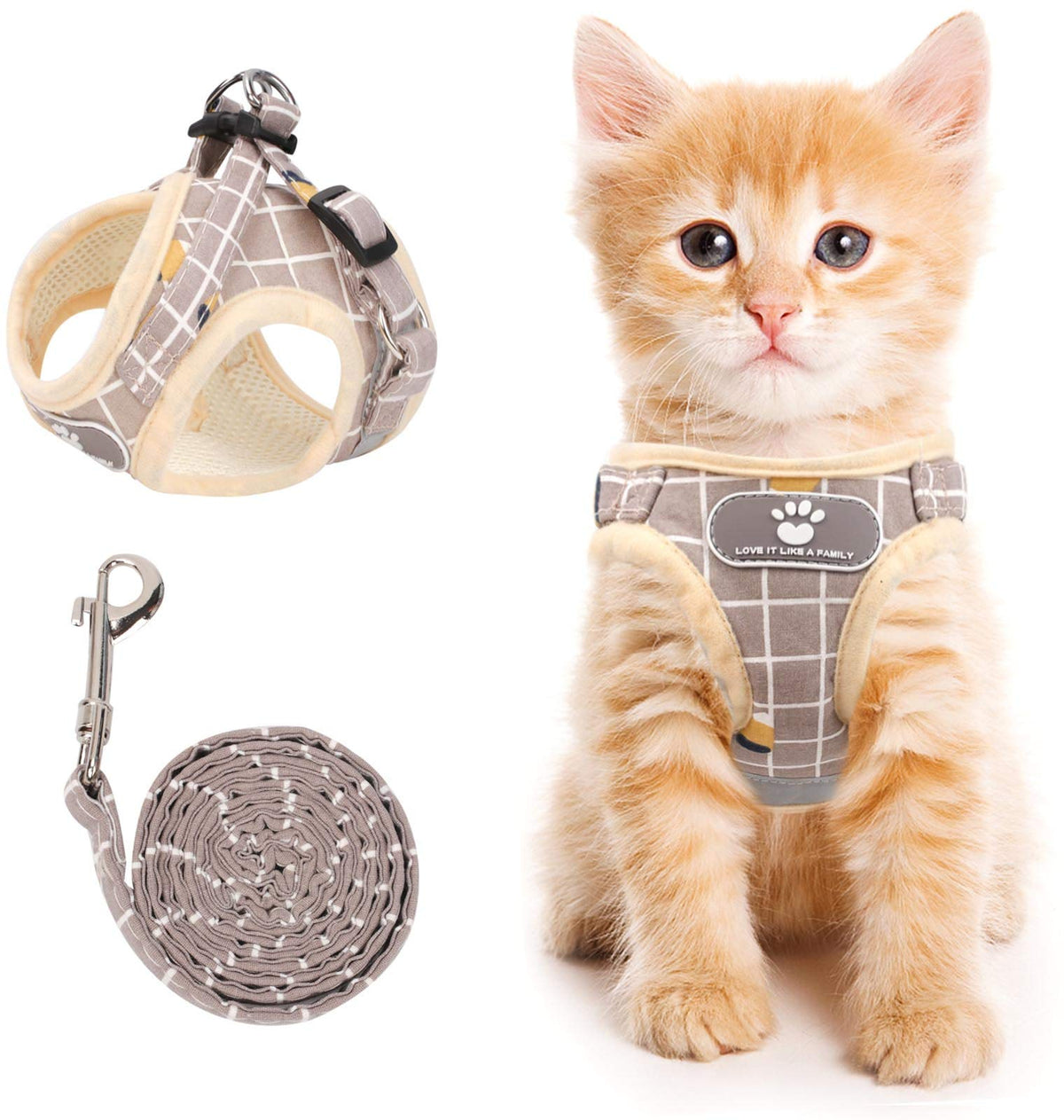 NCMAMA Cat Vest Harness and Leash Set, Escape Proof Kitten Harness Pink