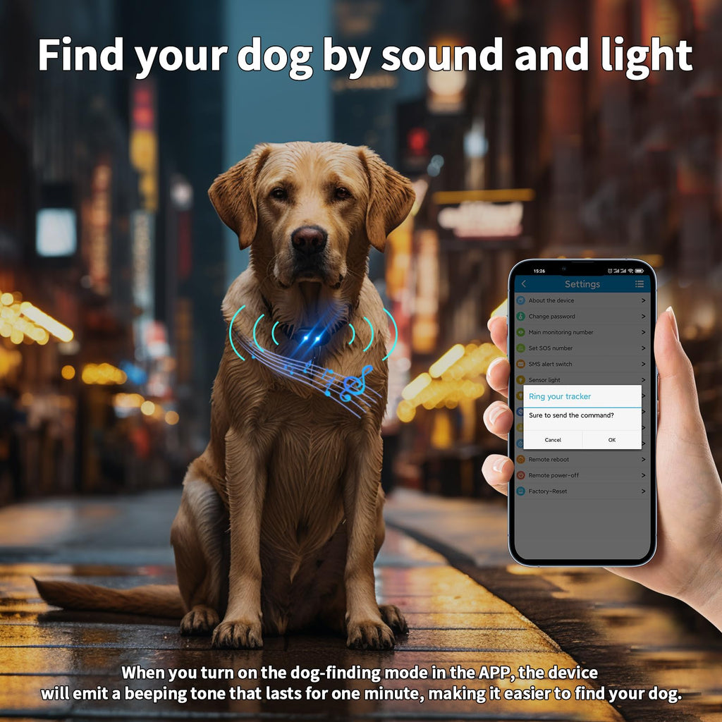 Fajocru GPS 4G Tracker & Health Monitoring for Dog with LED Light Up,Sounding, Waterproof GPS Location & Smart Pet Activity Tracker, Super Long Standby time, Unlimited Range use for Dogs Collar