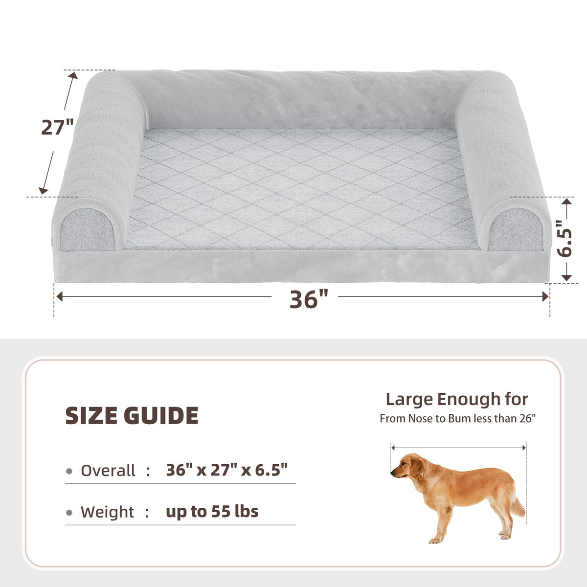 Simple Trending Orthopedic Large Dog Bed, Waterproof Pet Bed, 36x27 Inch