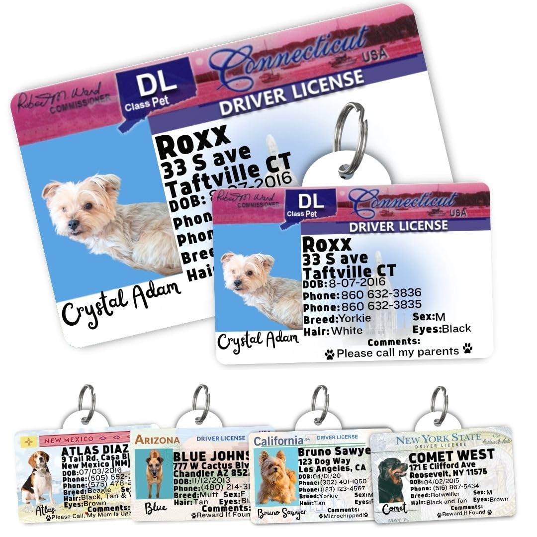 Dog Tags Personalized, Dog ID License Tag for Pets (Arizona, Wallet Card)