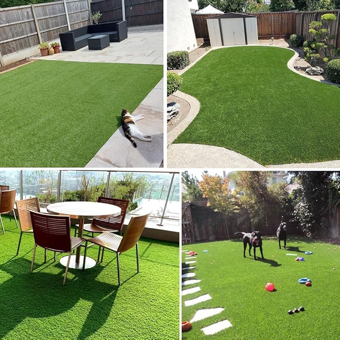 SUWUYUE Artificial Grass Outdoor Rug, 3FT x 5FT (15 Square Feet) 0.8 inch Realistic Fake Synthetic Grass Carpet, 20mm Thick Indoor Outdoor Grass Lawn Rugs Landscape for Pets, Patio, Garden