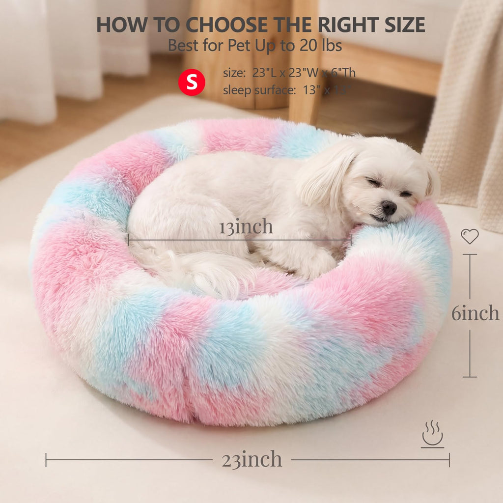 nononfish Cozy Donut Pet Bed,Soft Calming Dog Bed