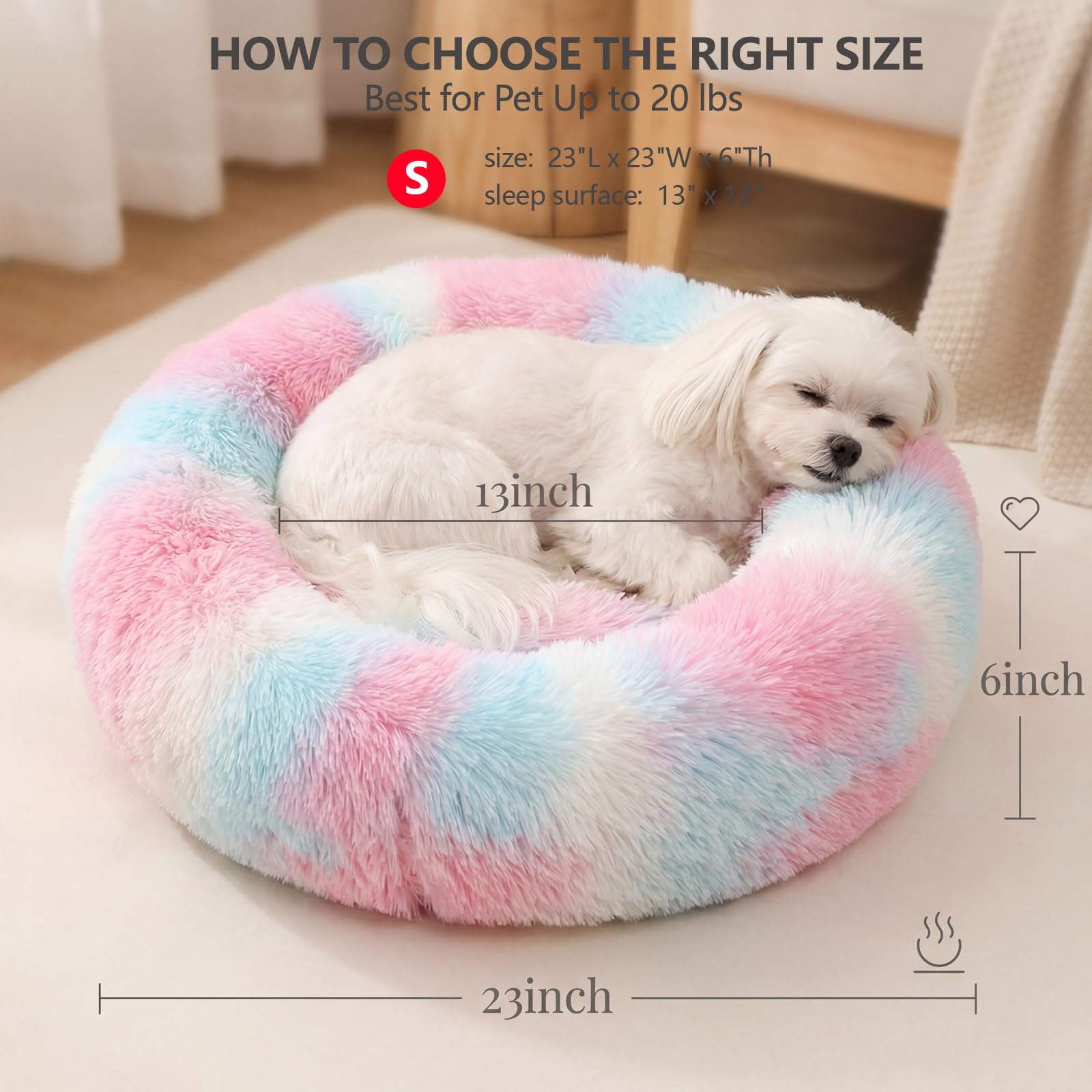 nononfish Cozy Donut Pet Bed,Soft Calming Dog Bed
