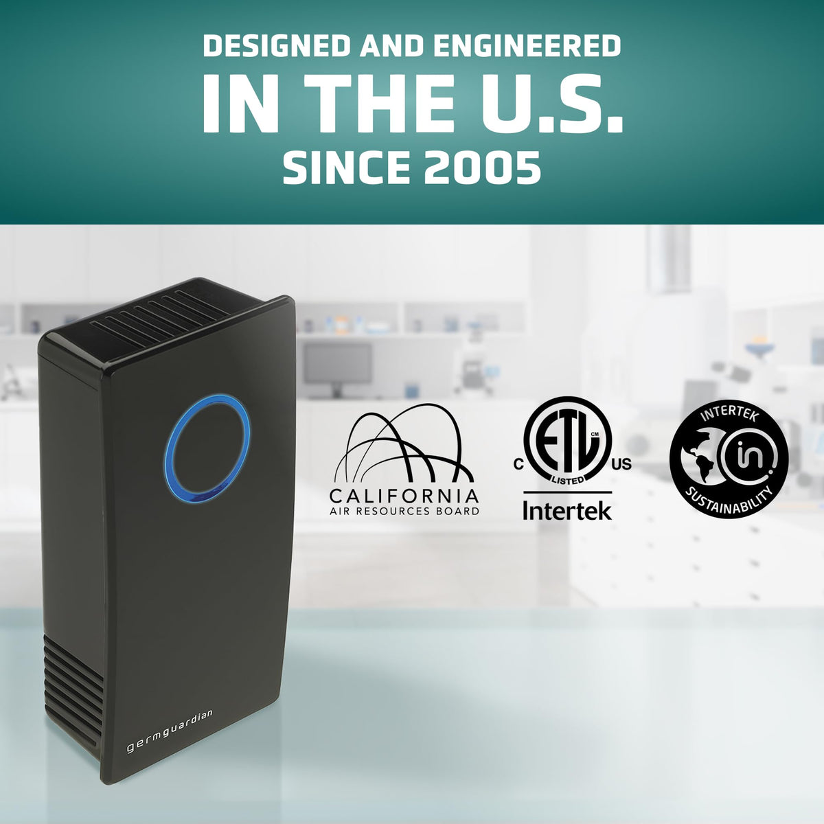 Germ Guardian GG1100B 7” Pluggable Small Air Purifier, Small Room Wall Air Sanitizer, Freshens Air, UV-C Light Kills Germs, Reduces Odors from Pets, Cooking, Mold, GermGuardian, 1-Yr Wty (Black)