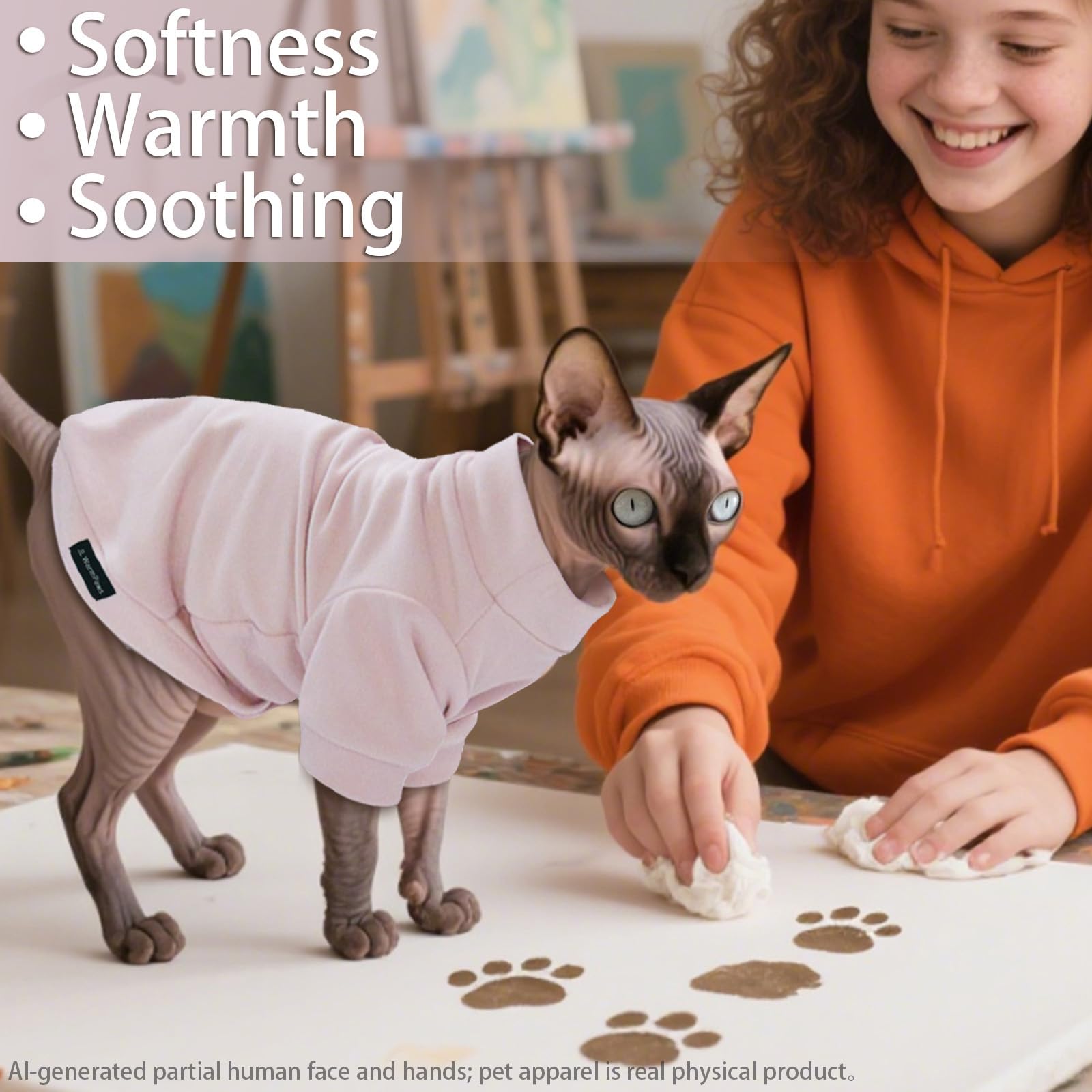 JL WarmPaws Sphynx Cat Clothes Fleece Cats&Small Dogs Pullover Sweater