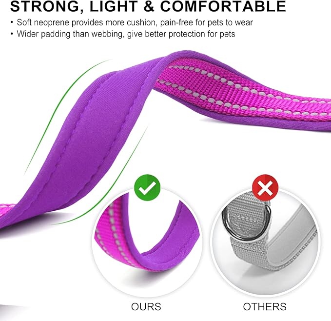 azuza Reflective Dog Collar with Airtag Holder, Soft Neoprene Padded Pet Collar with ID Tag Ring, Adjustable for Small Dogs,Purple,S