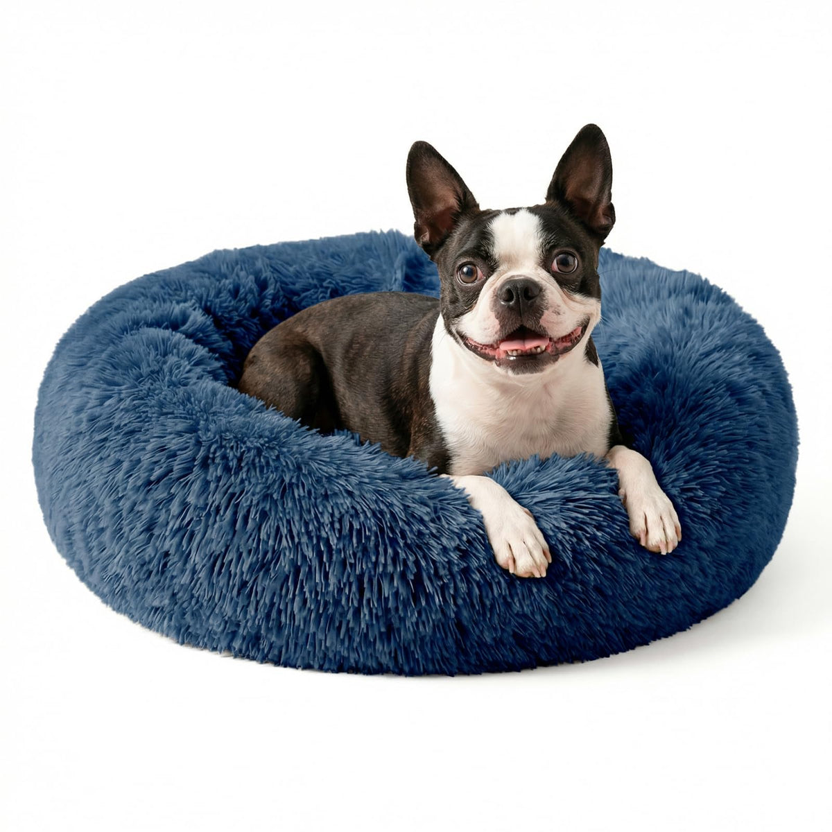 nononfish Round Calming Dog Bed,Plush Donut Pet Bed for Small Dogs