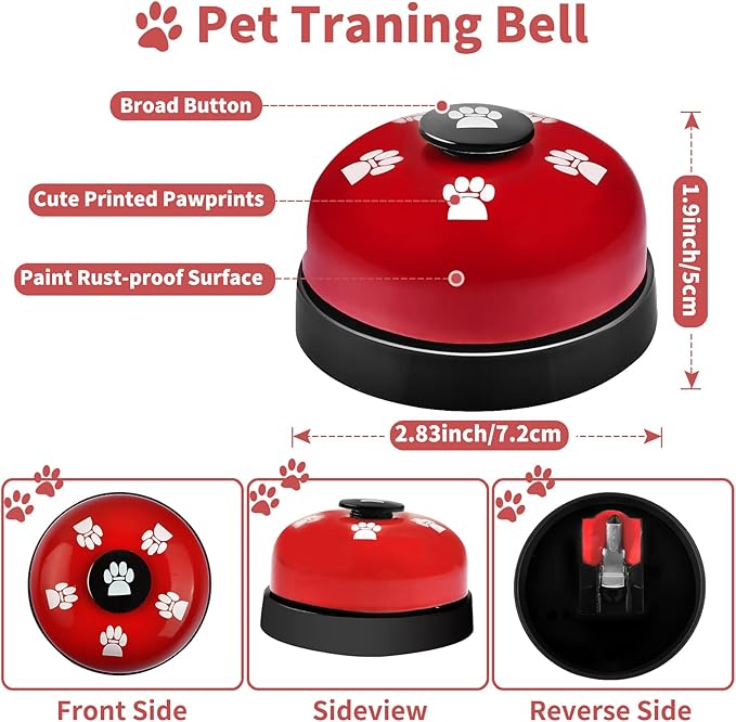 JIMEJV 2 Pack Dog Doorbells, Pet Training Bells for Go Outside Potty Training and Communication Device Large Loud Dog Bell Cat Puppy Interactive Toys Adjustable Strap Door Bell (Red)