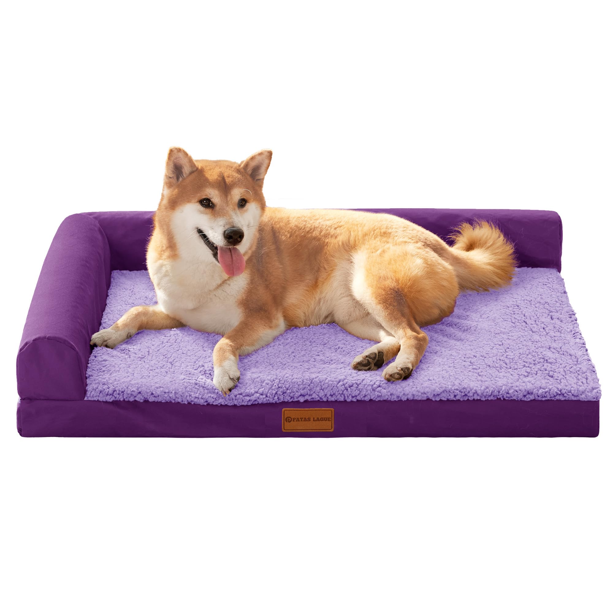 Patas Lague Orthopedic Medium Dog Bed Washable Pet Sofa Bed 30''X20''Purple