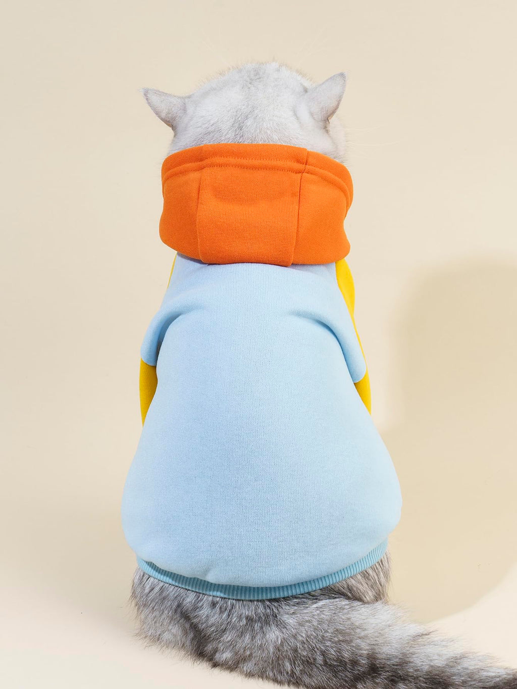 QWINEE Basic Dog Hoodie Sweatshirt Puppy Sweater Warm Cat Costumes Pet Clothes for Chihuahua Puppy Kitten Small Medium Dogs Orange and Blue Small