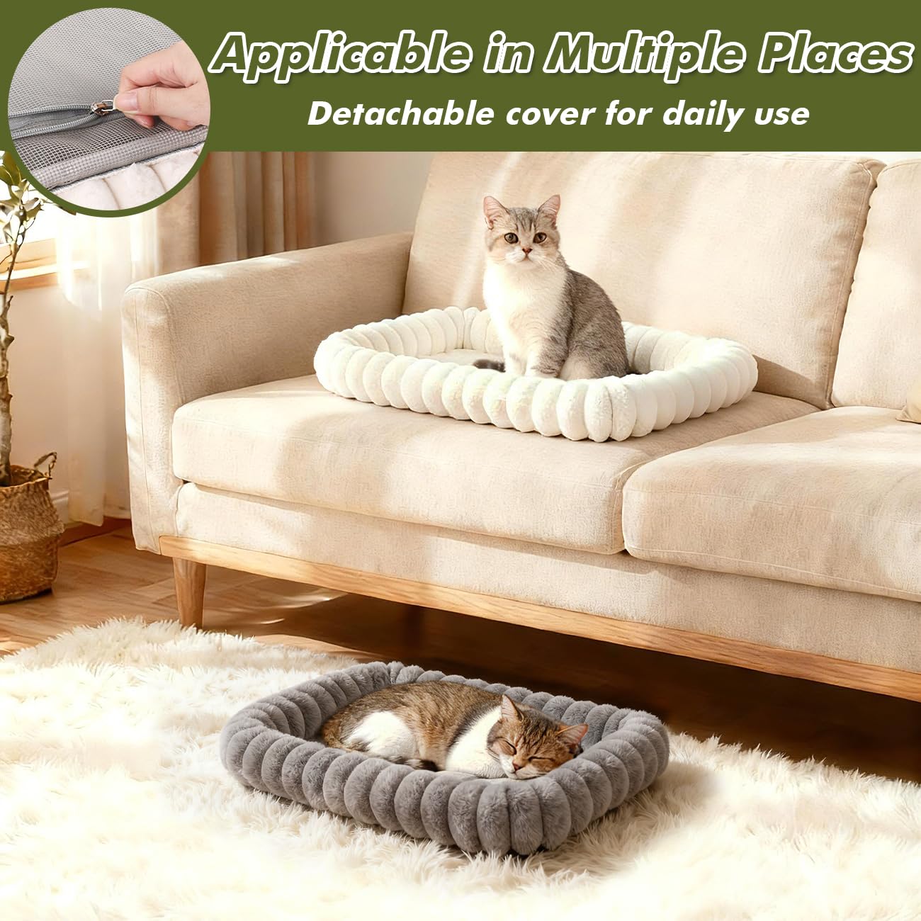 Zoratoo Cloud-Soft Cat Window Perch,Zipper Design Cat Seat with Metal Frame