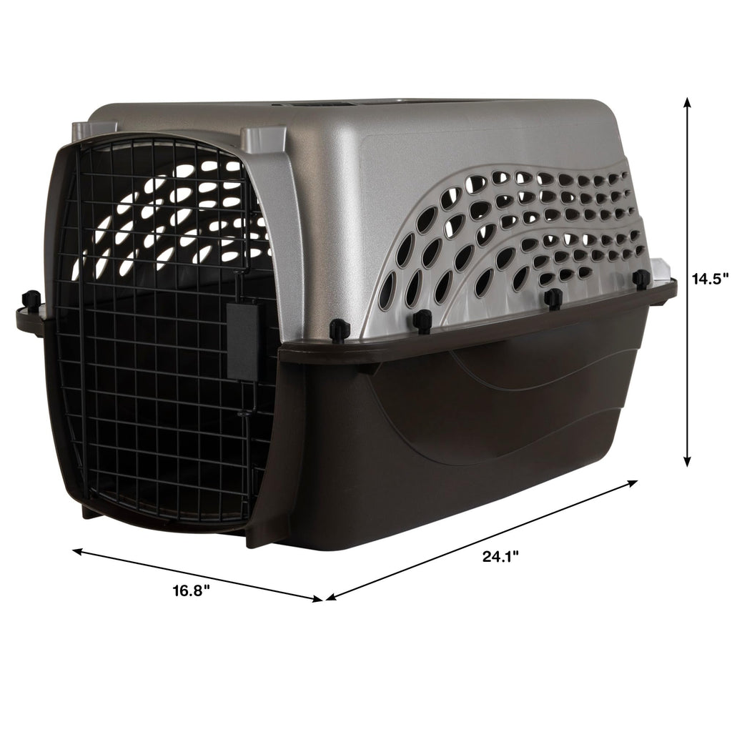 Petmate Dog Crates for Small Dogs & Cat Carriers, Two-Door Plastic Pet Kennel, Top & Front Loading, Made in USA, 24" For Pets Up To 15 lb, Pearl Tan