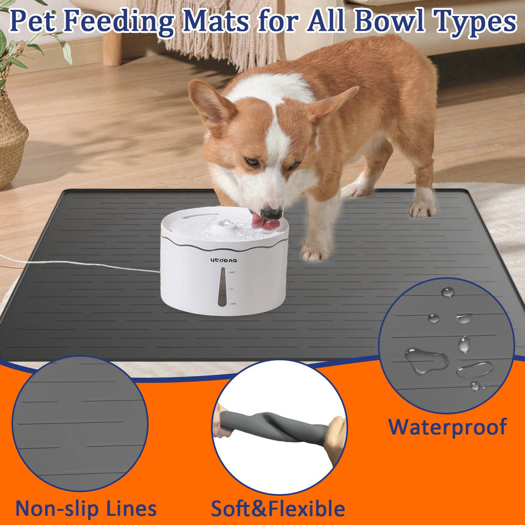 48"x32" Extra Large Pet Food Mat, 1.5MM Super Thick Silicone Dog Mats for Food and Water, XXXL Nonslip Pet Feeding Mats for Floors,Dog Cat Bowl Mat with Raised Edges, Brown