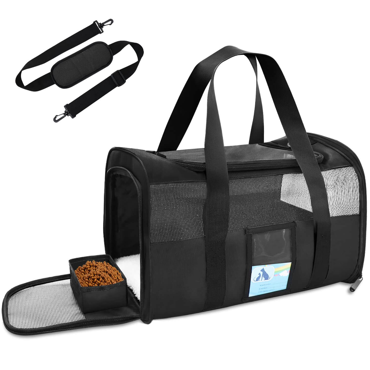 Refrze Pet Carrier Airline Approved, Cat Carriers for Medium Cats Small Cats, Soft Dog Carriers for Small Dogs, TSA Approved Pet Carrier for Cat Dog of 15 Lbs, Puppy Carrier,Black