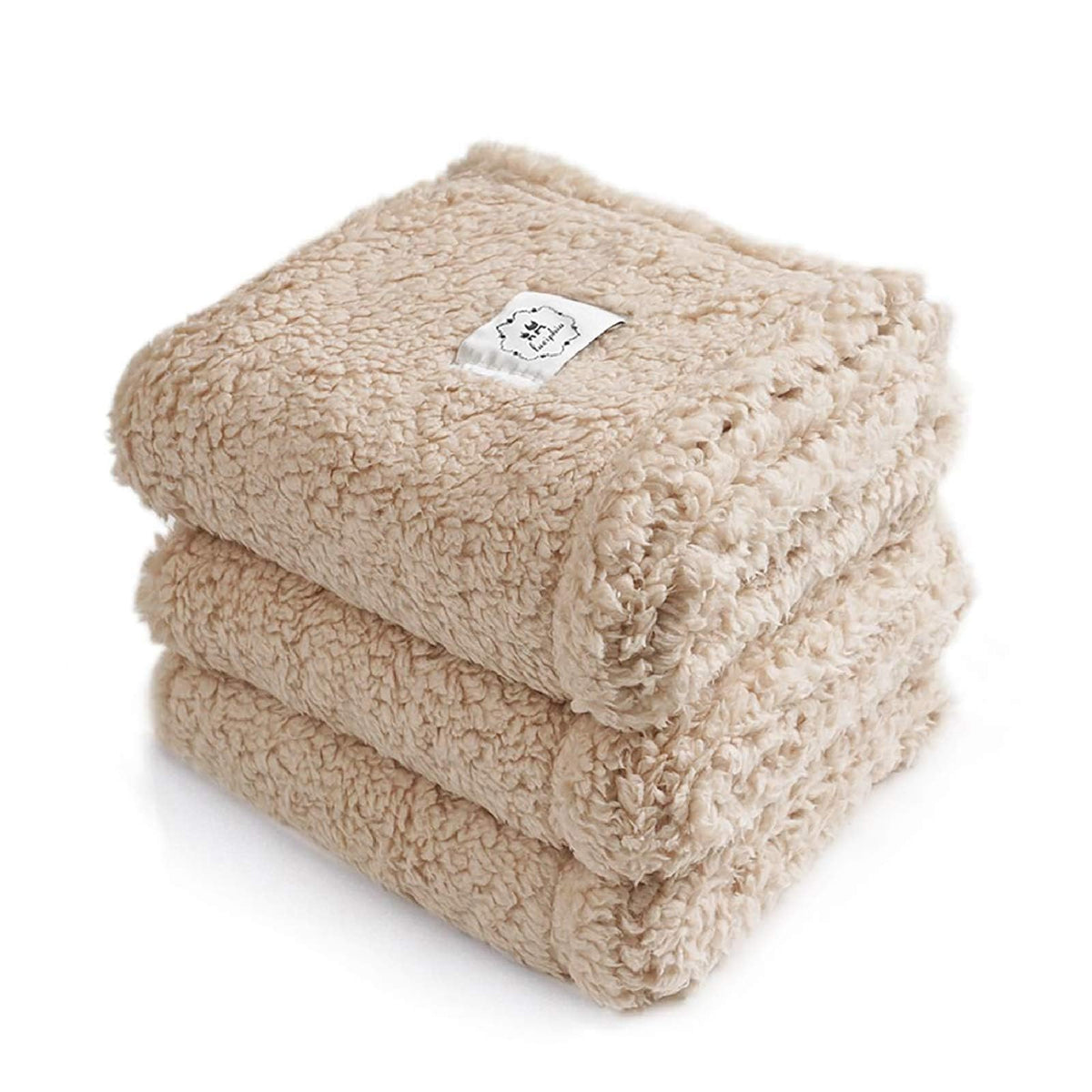 Luciphia 1 Pack 3 Calming Dog Blanket Fluffy Premium Fleece Pet Blankets Soft Sherpa Throw for Dogs Puppy Cat Grey/Beige/HazeBlue Large (41" x31")