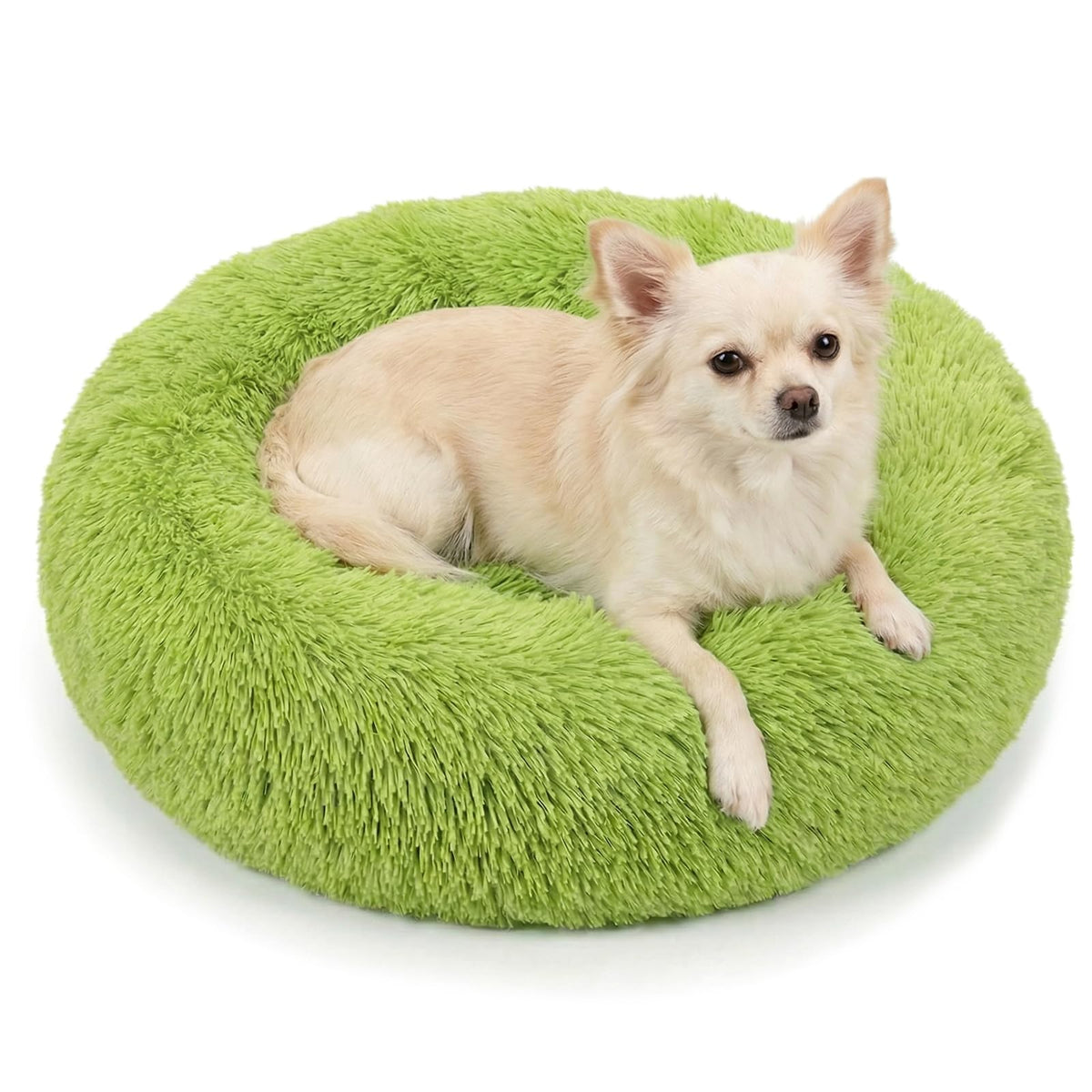 nononfish Round Calming Dog Bed,Plush Donut Pet Bed for Small Dogs