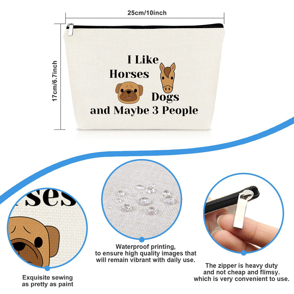 Dog Horse Lover Gifts Makeup Bag Dog and Horse Gifts for Girls Women Cosmetic Bag Cowgirl Equestrian Gifts Dog Mom Gift Birthday Christmas Gift for Dog Horse Lover Friend Sister Travel Makeup Pouch