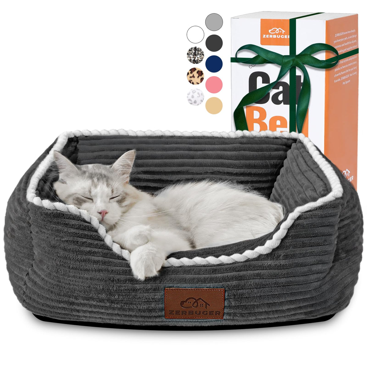 Zerbuger 25in Pink Pattern Rectangle Cat Dog Bed Machine Washable Sofa