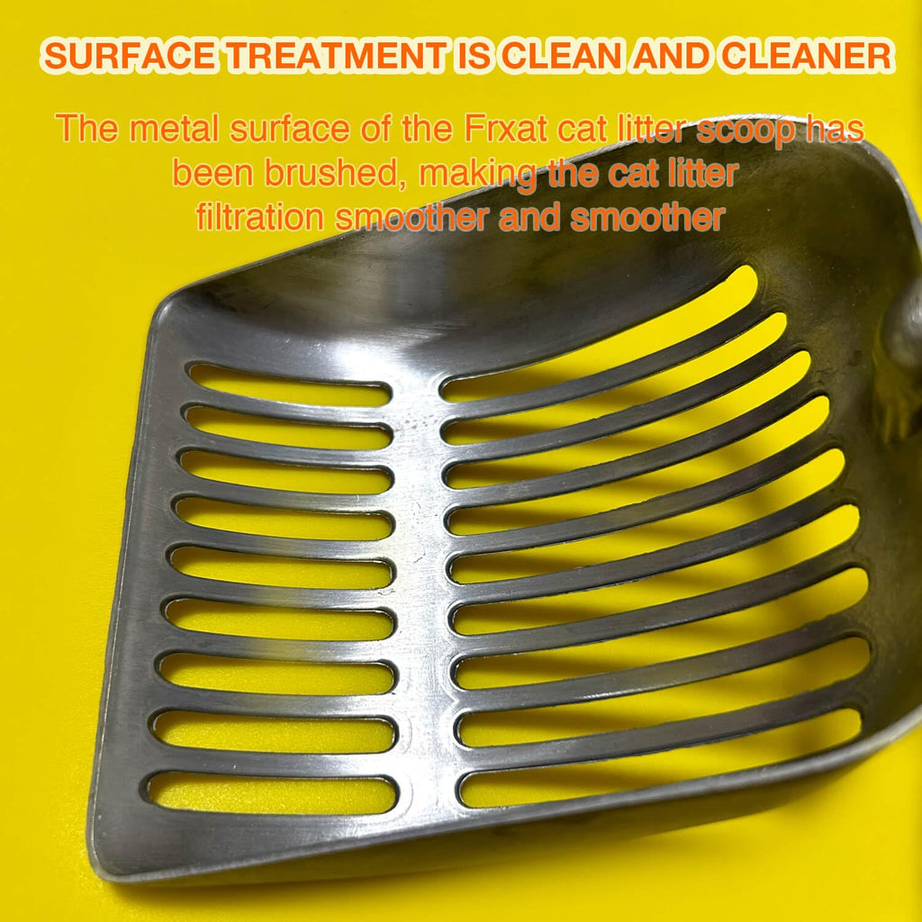 Frxat Cat Litter Scoop, Kitty Metal Scooper, Aluminum Alloy Sifter, Kitten Pooper Lifter, Deep Shovel, Long Handle, Poop Sifting, Durable, Heavy Duty, for Litter Box