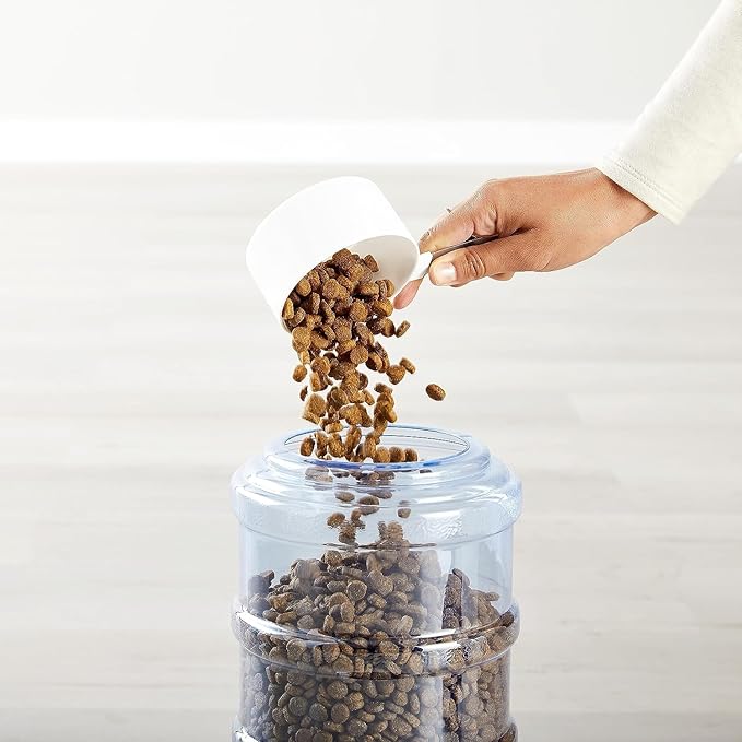 Amazon Basics Gravity Pet Food Feeder for Dogs and Cats, Easy to Clean, Easy to Fill, Removable Lid, 152fl.oz Capacity, Small